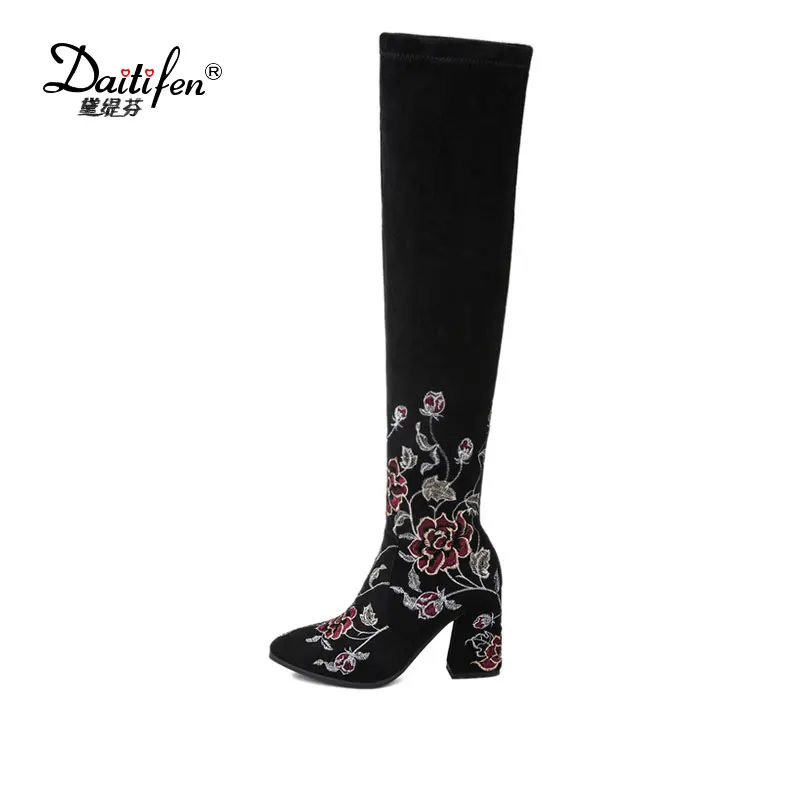 over the knee embroidered boots