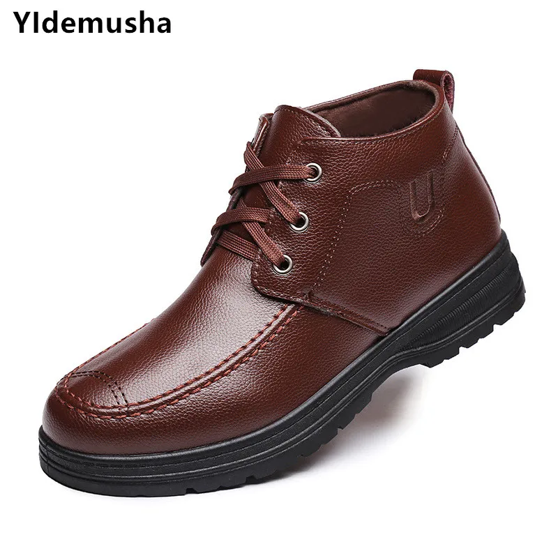 Супер теплые зимние мужские ботинки YIdemusha 2018 из искусственной кожи Мужская