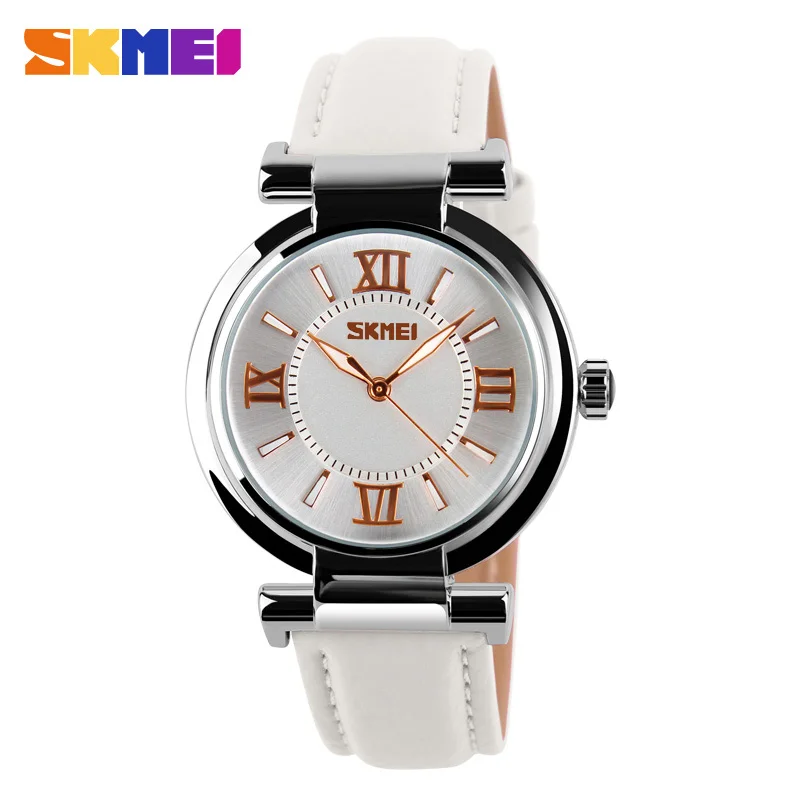 

SKMEI Brand Women Fashion Luxury Dress Watches 30M Waterproof Leather Strap Quartz Watch Student Wristwatches Ladies Hours 9075