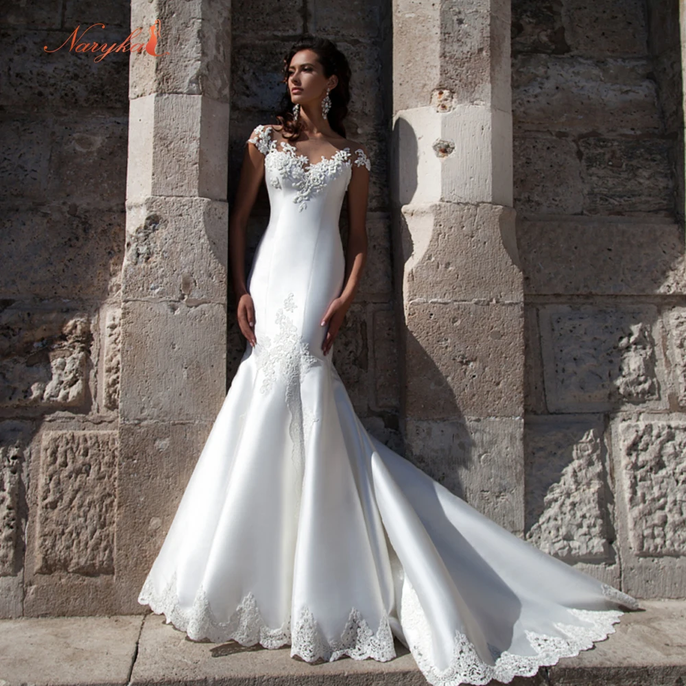 Naryka Аппликации Иллюзия Вернуться Дизайн Vestido Де Novia Новое Прибытие Мечтательный