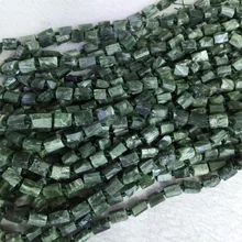 Натуральный зеленый Серафинит клинохлор самородок свободной формы свободная грубая матовая бусины 6-9 мм 1" 05377