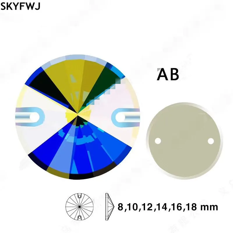 

3200 Rivoil Top Quality AAAAA k9 Crystal clear&AB Sew-On Rivoli Round Crystal Glass Sew On Rhinestones Stones For Clothes