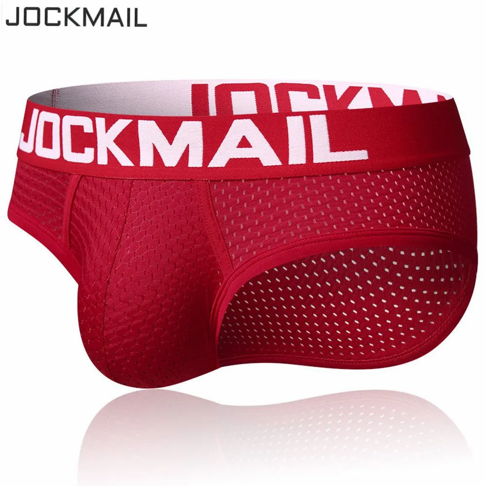 

JOCKMAIL Brand Sexy Mens Underwear Briefs Mesh calcinhas calzoncillos hombre slips Cuecas Gay Penis Pouch WJ Men's Brief Bikini