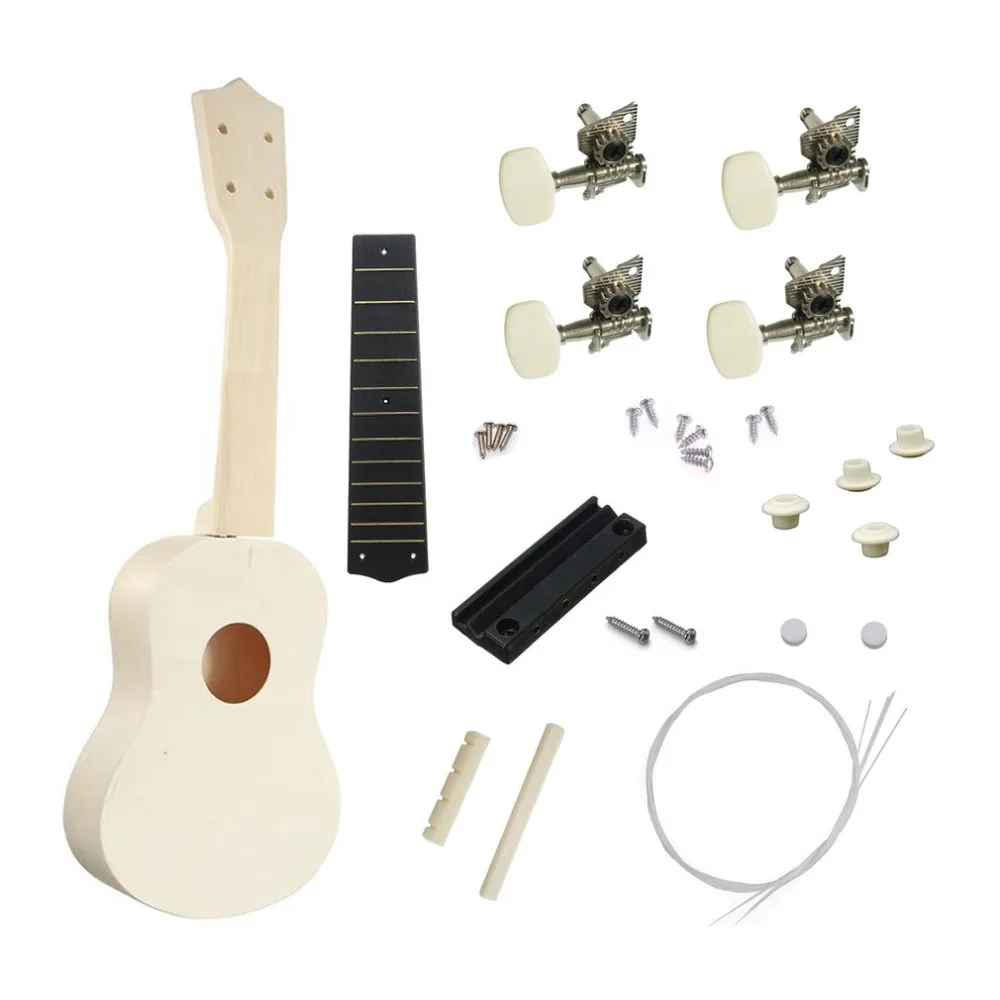 

21 Inch DIY Ukulele Set 4 String Acoustic Guitar Wooden Musical Instrument Gift Soprano Hawaiian Guitar Kit for Beginners