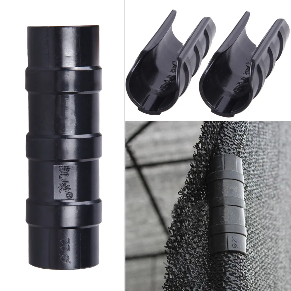 50PCS Black Greenhouse Plastic Film Frame Pipe Tube And Film Clip Clamp Connector Kit Garden Tool(8.5cm