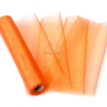 

25M x 29CM Orange Sheer Organza Roll Fabric DIY Wedding Party Chair Sash Bows Table Runner Swag Decor Hot sale