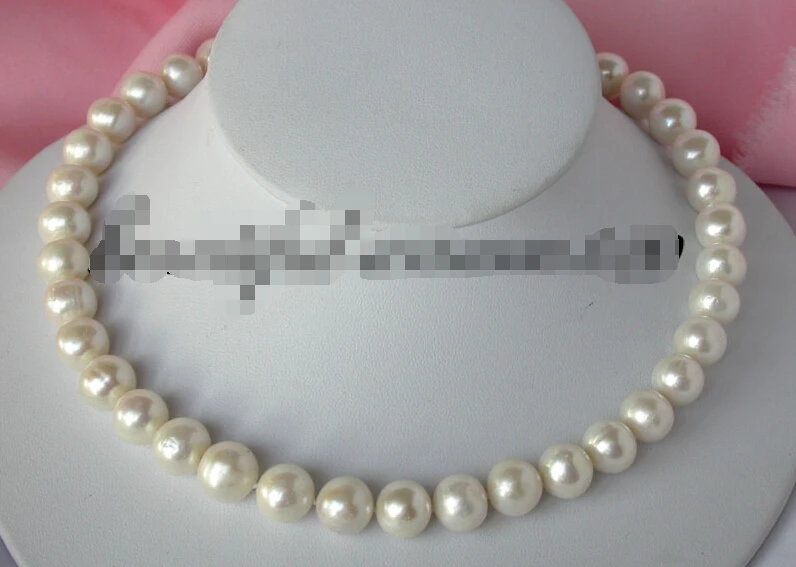 

z1857 17" 12mm round white fw pearl necklace 14KGP gold (A0501)