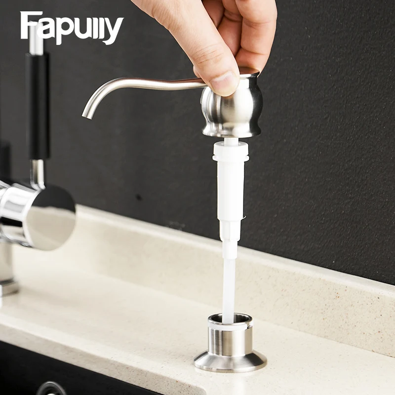 Fapully New Kitchen Copper ABS Plastic Liquid Soap Dispensers Nickel
