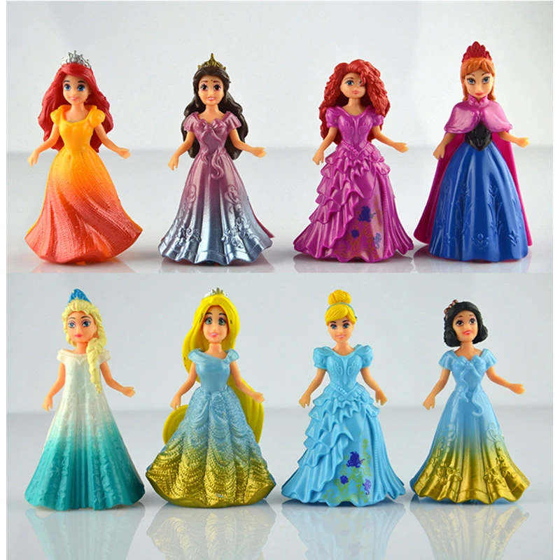Disney figuras de princesas de Elsa, Anna y bella de PVC, juguetes de vestir,  ropa cambiable, regalo para niños, 8 unids/set por Set|figure toy|action  figure toysdisney toys - AliExpress