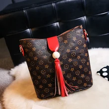 Girls bucket bag brief all-match tassel shoulder bag women’s handbag shoulder cross-body bag LY1852