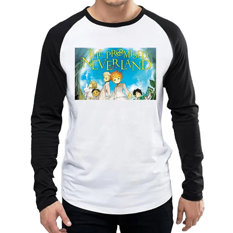 Футболка с длинным рукавом "обещанная Neverland", модная мужская футболка с аниме "обещанная Neverland", футболки, футболка с длинным рукавом - Цвет: 4