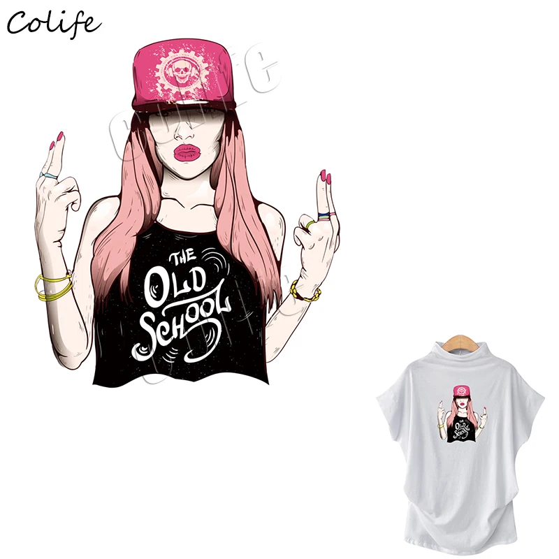 

Hiphop Girl Stickers Patch DIY T-shirt Hoodies Denim Jacket Thermal Transfers Patches for Clothes Decoration Accessory