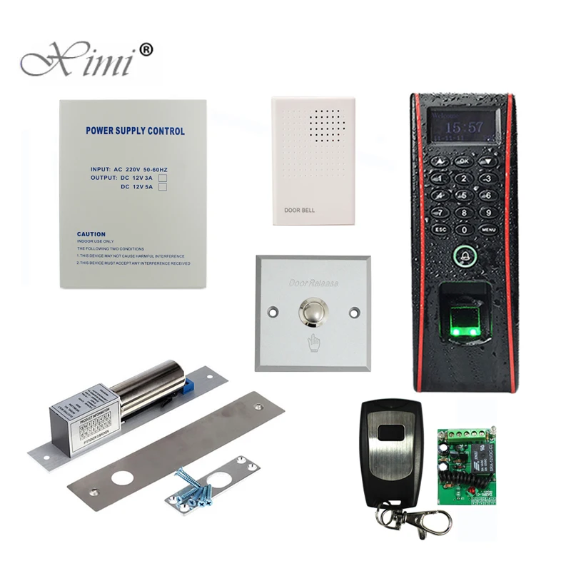 

ZK TF1700 Fingerprint Access Control System With Electric Bolt Lock, Power Supply, Exit Button Full Fingerprint Door Lock System