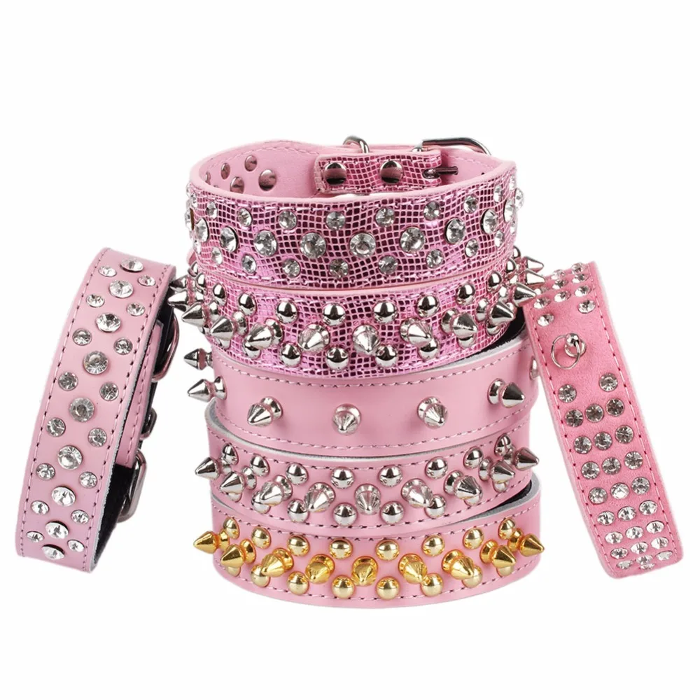 PipiFren Breakaway Cats Collars Spiked Accessories Rhinestone Leash