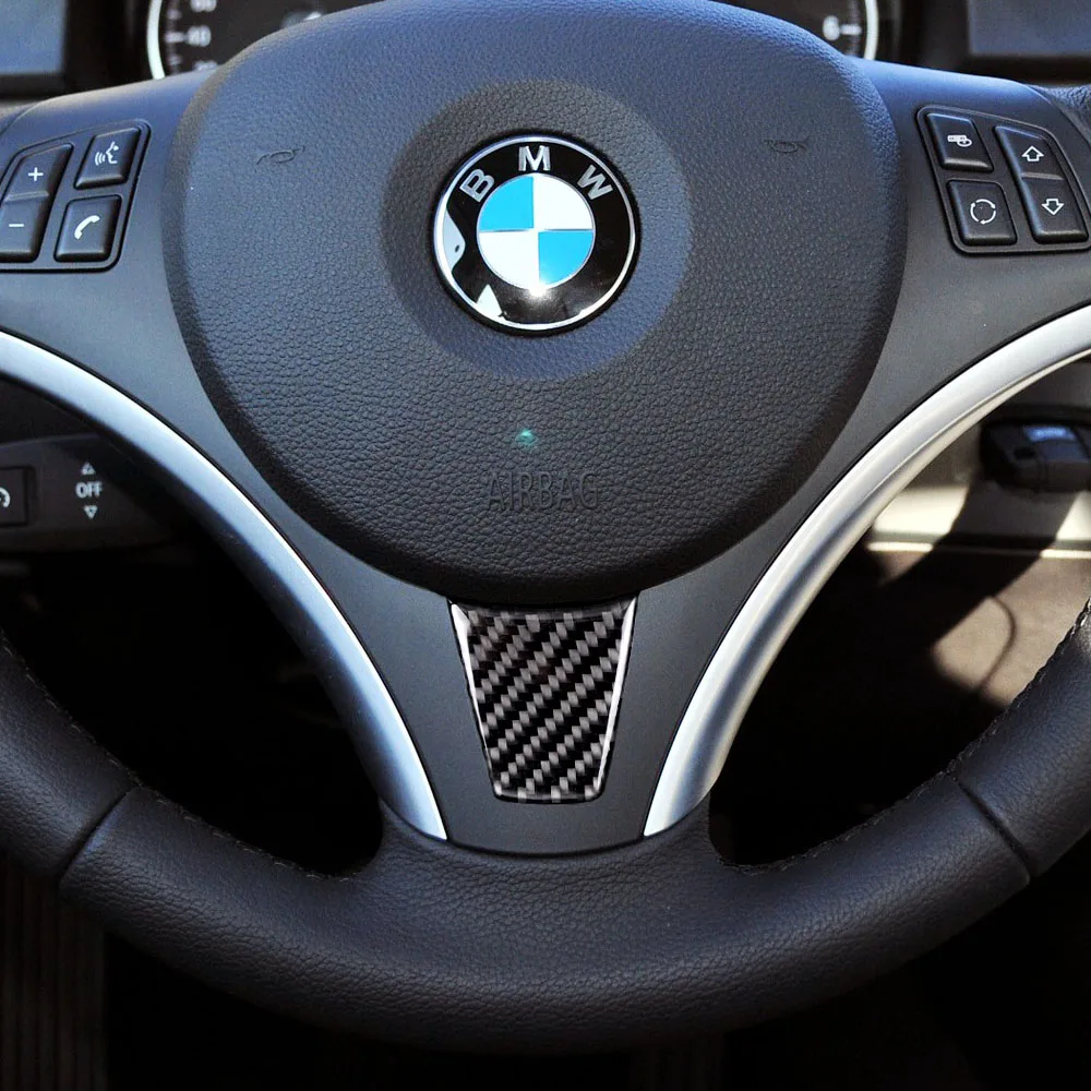 Carbon Fiber Car Interior Steering Wheel Decoration Cover Car Sticker High-quality Auto Accessories For BMW E90 E92 E93 3 Series