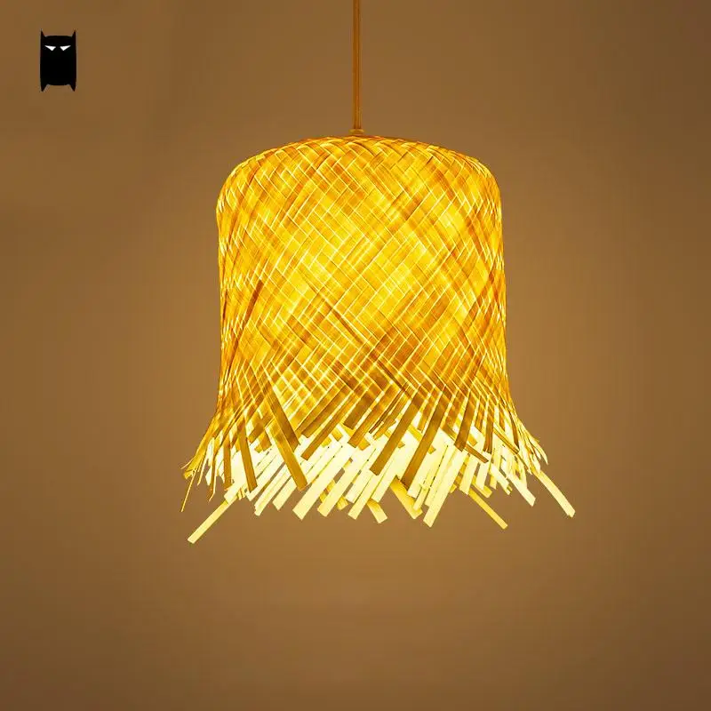 

Bamboo Wicker Rattan Miss Skirt Shade Pendant Light Fixture Nordic Art Deco Suspension Lamp Luminaria Salon Dining Table Room