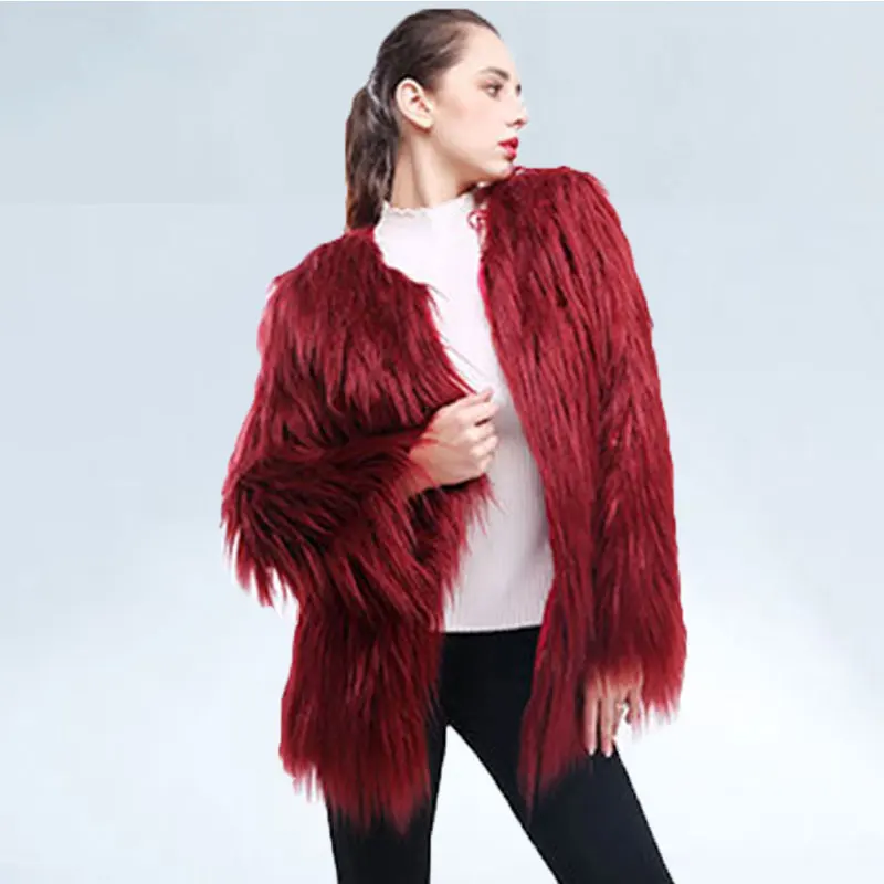 

Women Winter Faux Fur Coats Jacket Thicken Warm 12 Colors Plus Size 4xl Pink Black Female Fake Fur Outerwear New Fur Jacket