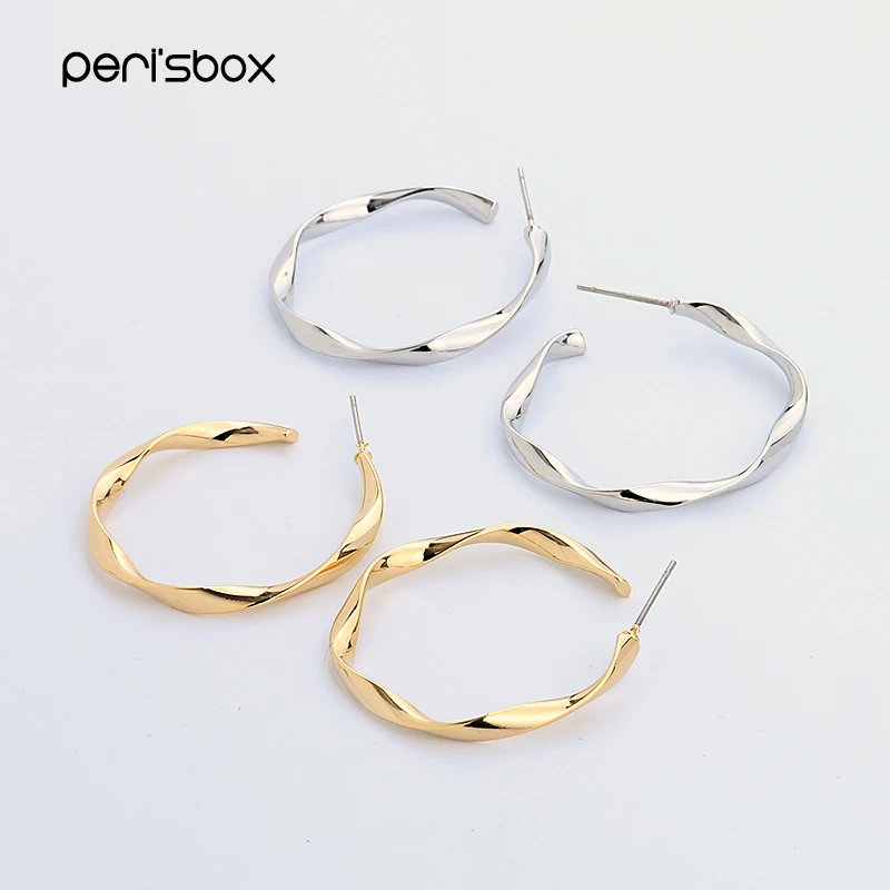 Peri'sbox минималистские круглые витые серьги кольца для женщин Бохо
