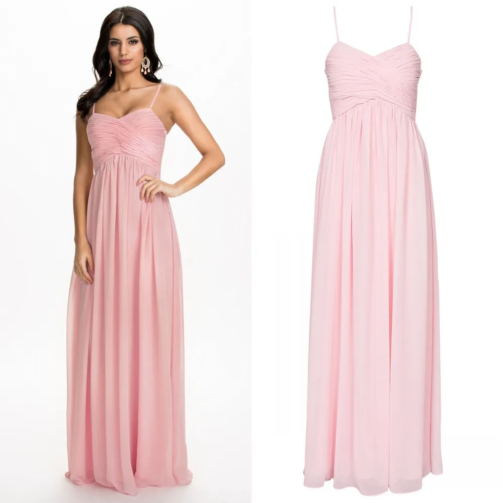 Spaghetti Straps Empire Waist Elegant Gown Pleat Chiffon New Arrival Bridesmaid Dress 2015