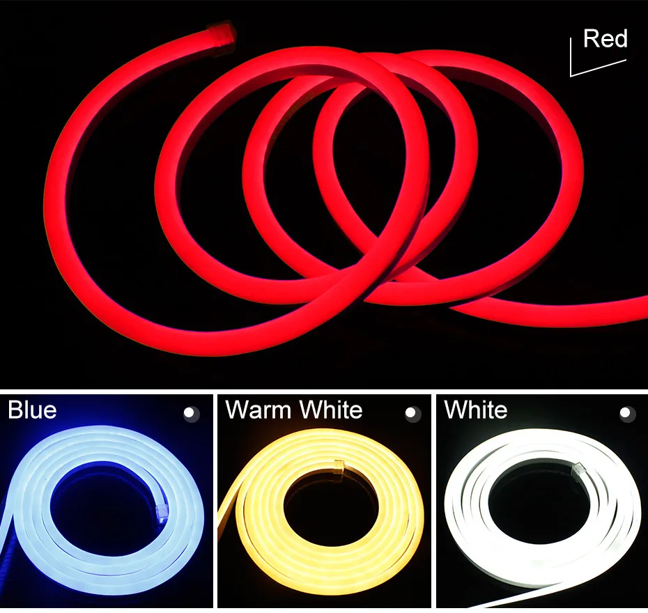 Переменный ток 220 В неоновый RGB светодиодный светильник под шкаф гибкий 1 м-20 м водонепроницаемый светодиодный светильник для кухонного шкафа неоновая вывеска с европейской вилкой питания