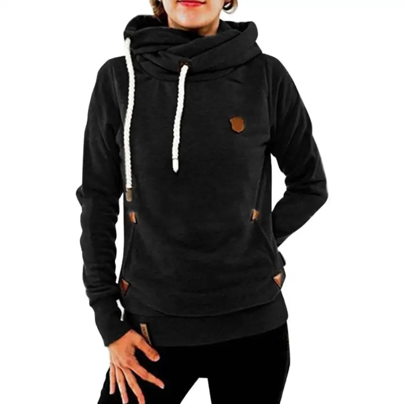 

Warm Casual Drawstring Long Sleeve Hoodies Slim Fit Women Tops Soft Cute Pocket Sweatshirt Female Autumn Spring Hoodies