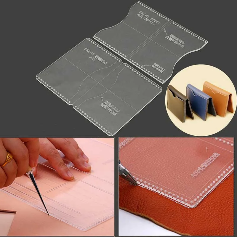 Clear Acrylic Craft Pattern Template Stencil Set Tool For Leather Wallet Bag Billfold Handmade Craft DIY Tool Accessories Mayitr