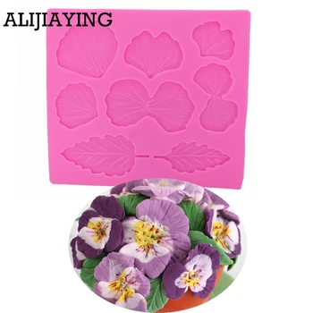 

M0999 DIY Pansies Flower Silicone mold Leaves fondant mould cake decorating tools leaf chocolate gumpaste mold