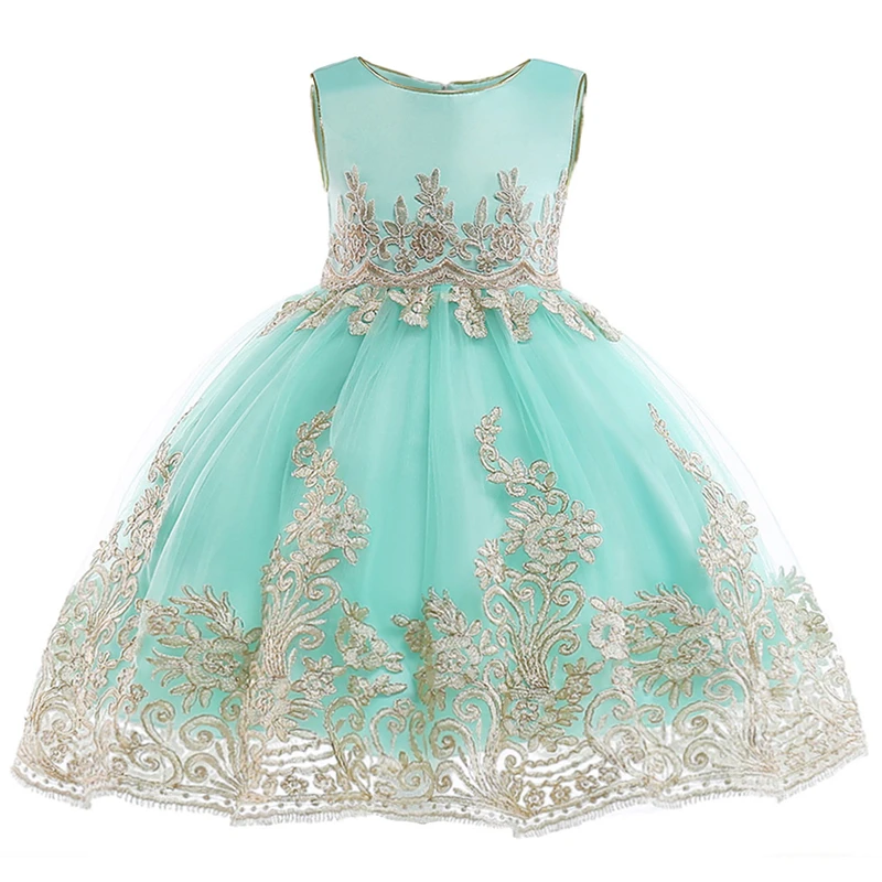 

Light Green Girls Princess Dress Sleeveless Ball Gown Floral Tulle Dress for Kid Children Wedding Birthday Party Dress for Girls