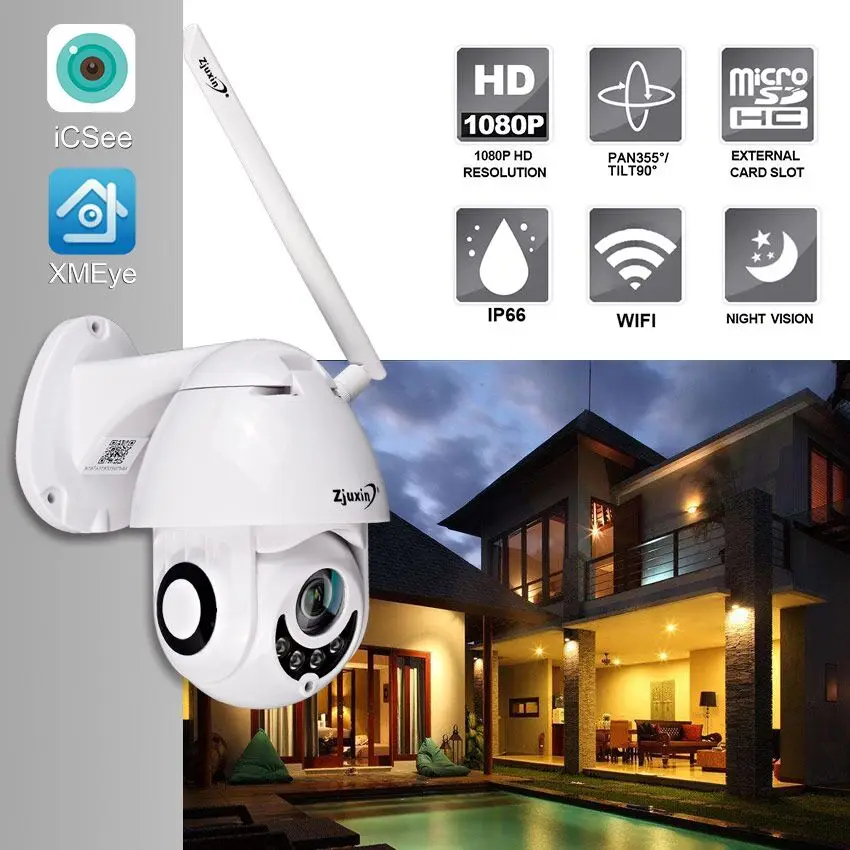 Comprar Zjuxin Cámara cámara IP WiFi 2MP 1080P inalámbrica domo PTZ CCTV IR Onvif cámara de seguridad al aire libre de vigilancia ipCam cámara exterior