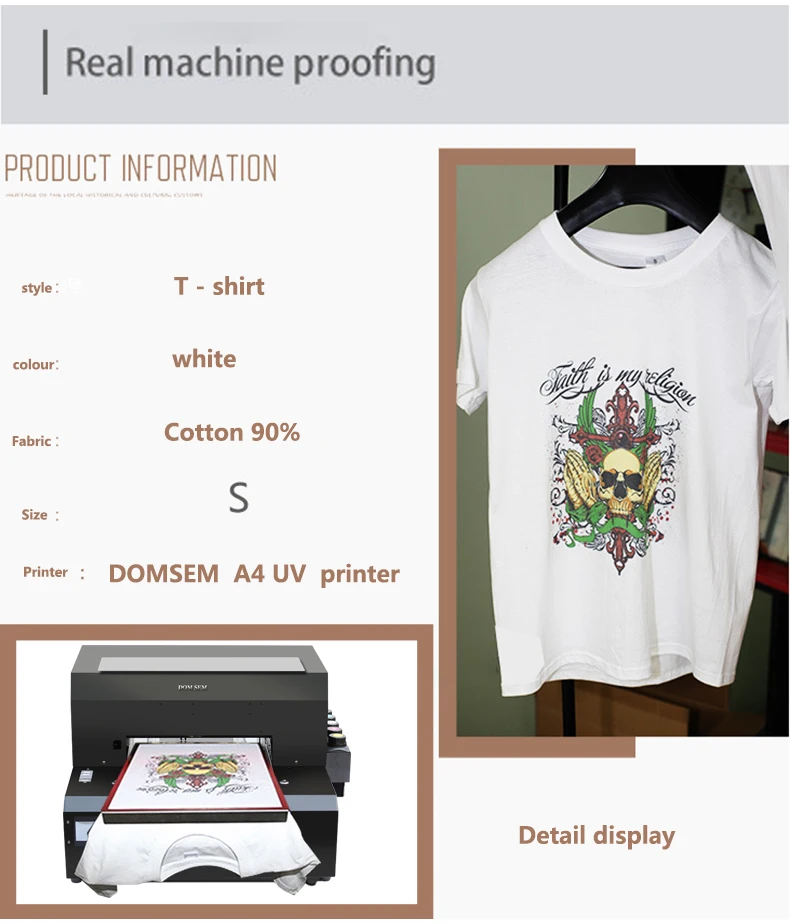 DOMSEM ClothT-shirt A3 UV принтер струйный планшетный Epson принтер на заказ логотип одежды DTG печатная машина бесплатно с чернилами/лотком