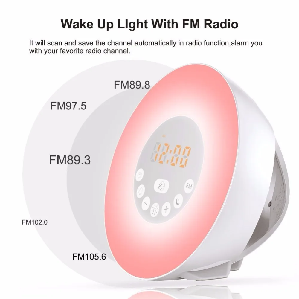 2-Digital-Alarm-Clock-Sunrise-Sunset-LED-Wake-Up-Lights-With-FM-Radio-Colorful-Light-Snooze-Mode