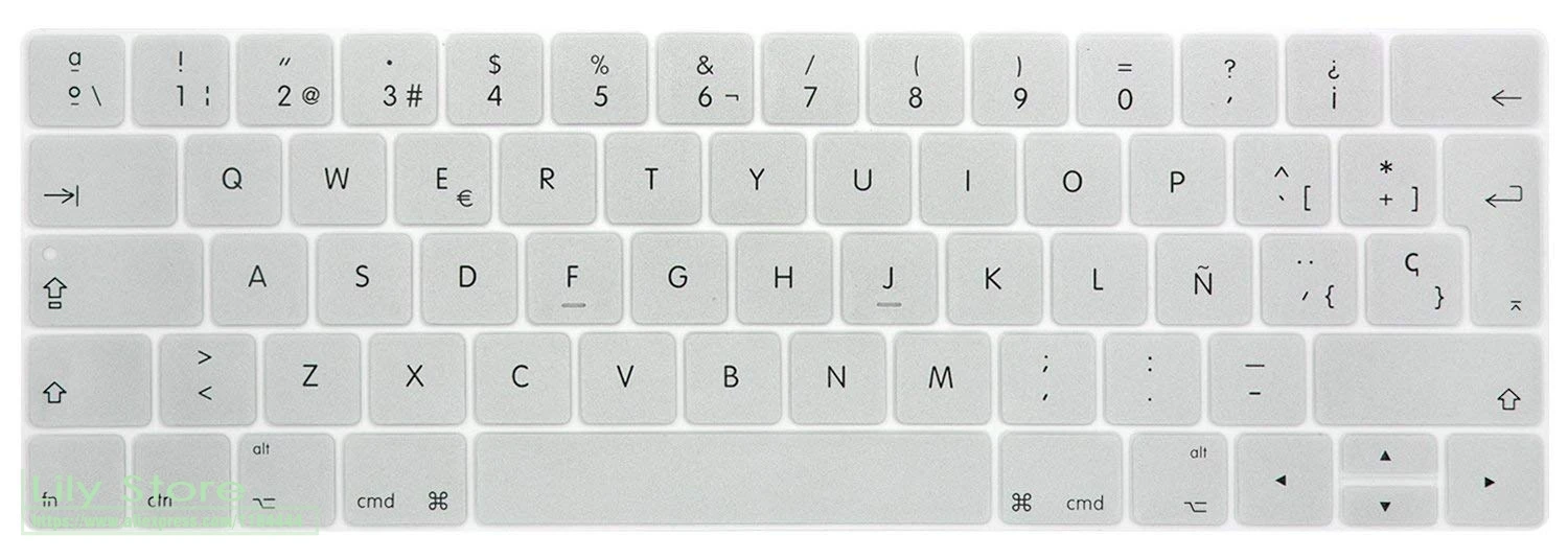 Silver Силиконовый чехол для новейшего / с мульти сенсорной панелью Macbook Pro 1" 15" Eu/Uk испанский язык Сенсорная панель клавиатуры кожи - Цвет: Silver