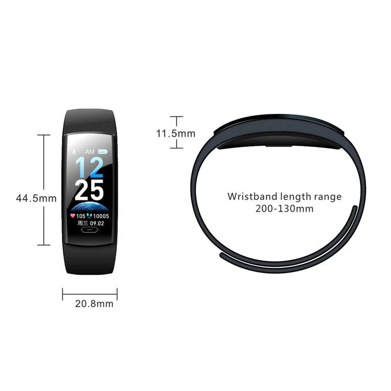 2019Diggro QS90 PLUS Blood Pressure Smart Bracelet Heart Rate Monitor Color Touch IP67 Fitness Tracker Smartband For Andriod IOS