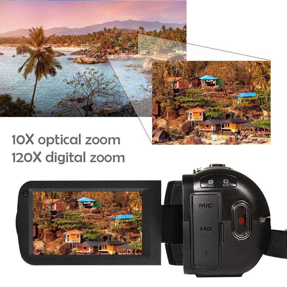 Ordro hdv-z82 видео Камера 10x Оптический зум FULL HD 1080 P видеокамера с внешнего микрофона Широкий формат объектива