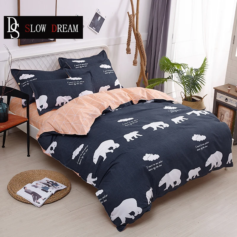 

SLOWDREAM 3PCS/4PCS Bedding Set Nordic Sheet Bedspread Duvet Cover Pillowcase Double Twin Queen King Adult Children Bedclothes