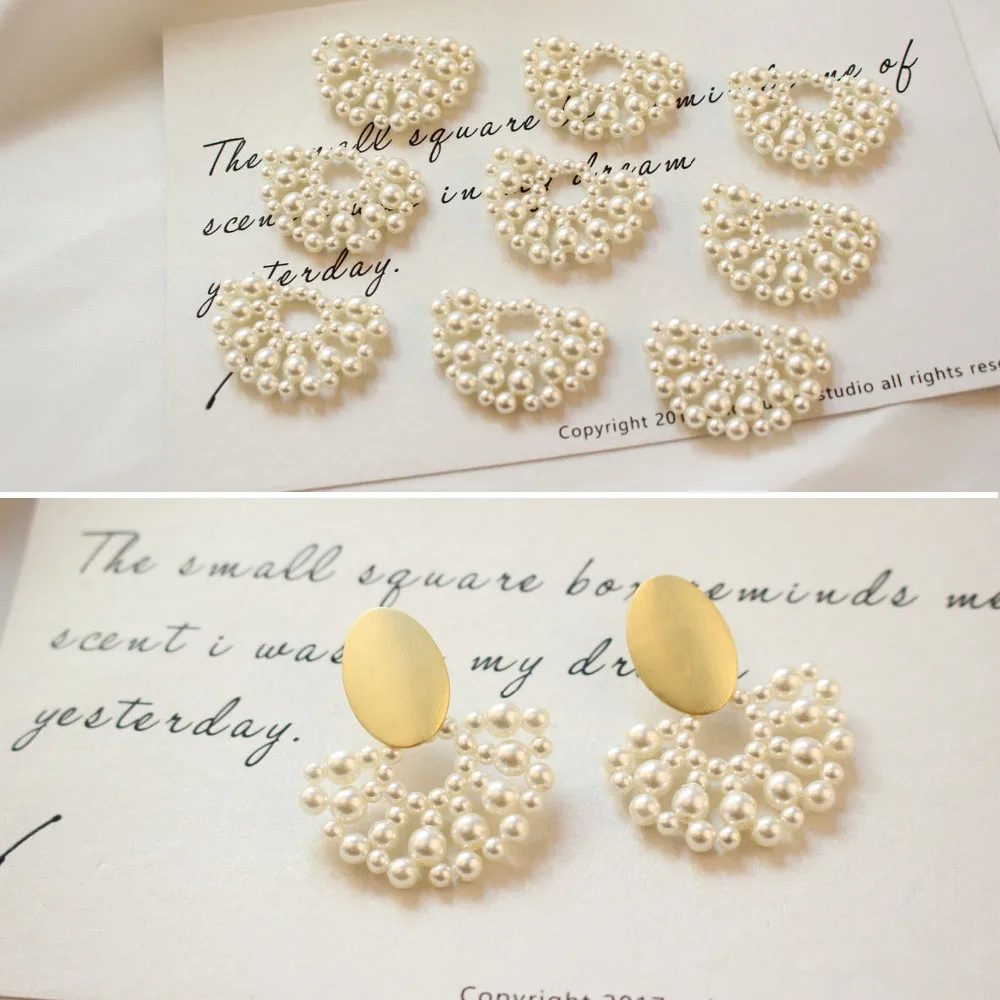 

Min order 12pcs/lot rounds beads decoration handmade fan shape beads diy jewelry earrings/garments pendant accessory