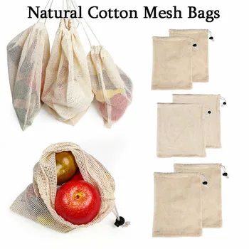 

New Reusable Drawstring Bag Cotton Metal Buckle Multi-Purpose Rice Vegetable Shopping Bag High Quality Grocery Reusable Storage