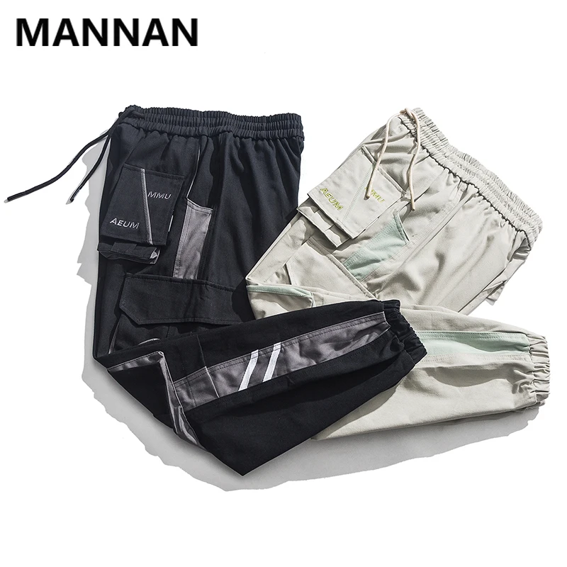Мужские брюки-карго в стиле хип-хоп MANNAN, брюки-карго с несколькими карманами, уличная одежда, Jogger, модные брюки до щиколотки, мужские эластичные брюки на талии