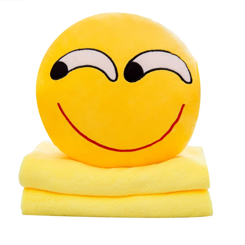 LOVRTRAVEL Floor Pillows Dual Use Can Expand Blanket Throw Pillow Emoji