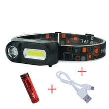 Headlight USB Mini 3 Modes Waterproof Led Headlamp Cob Flashlights Rechargeable Waterproof Head Flashlight 18650 Headtorch