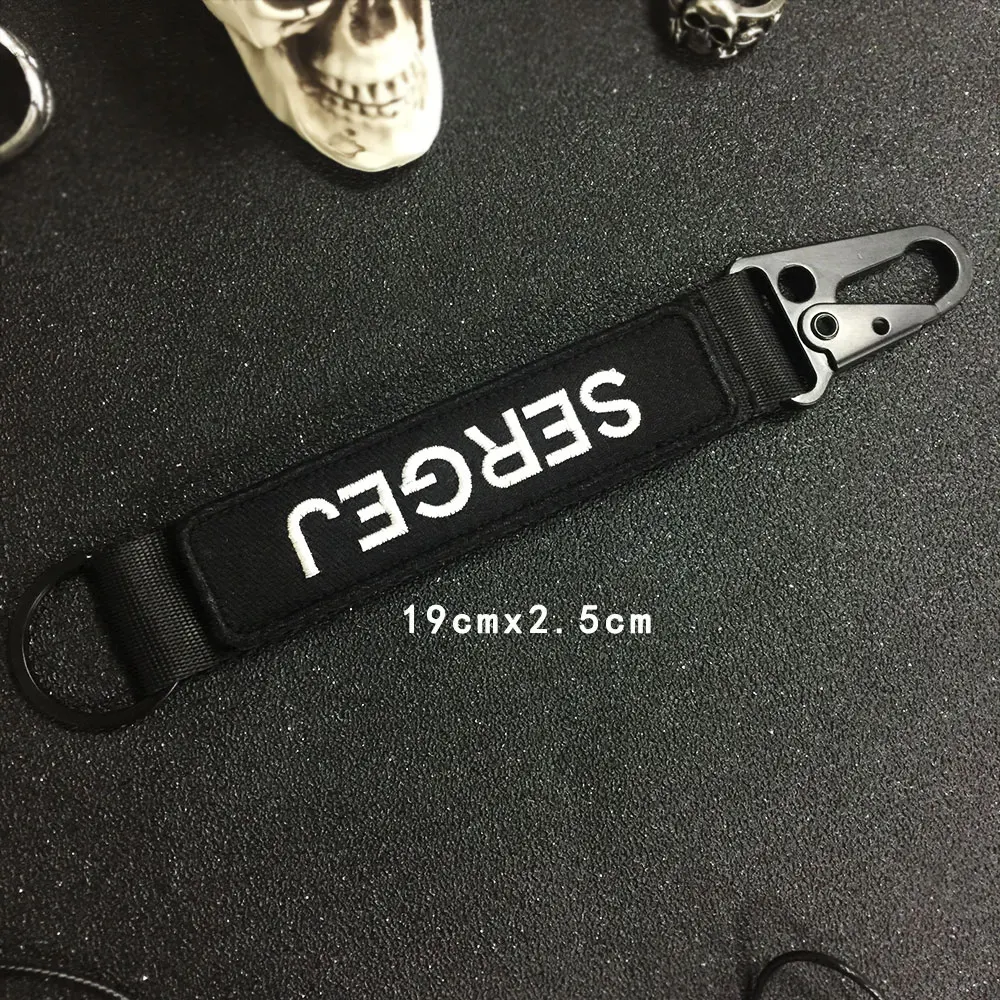 Najtaniej Brelok niestandardowy tekst haft motocyklowy tag kluczowy uchwyt pierścieniowy do mocowania taśmy do torby molle