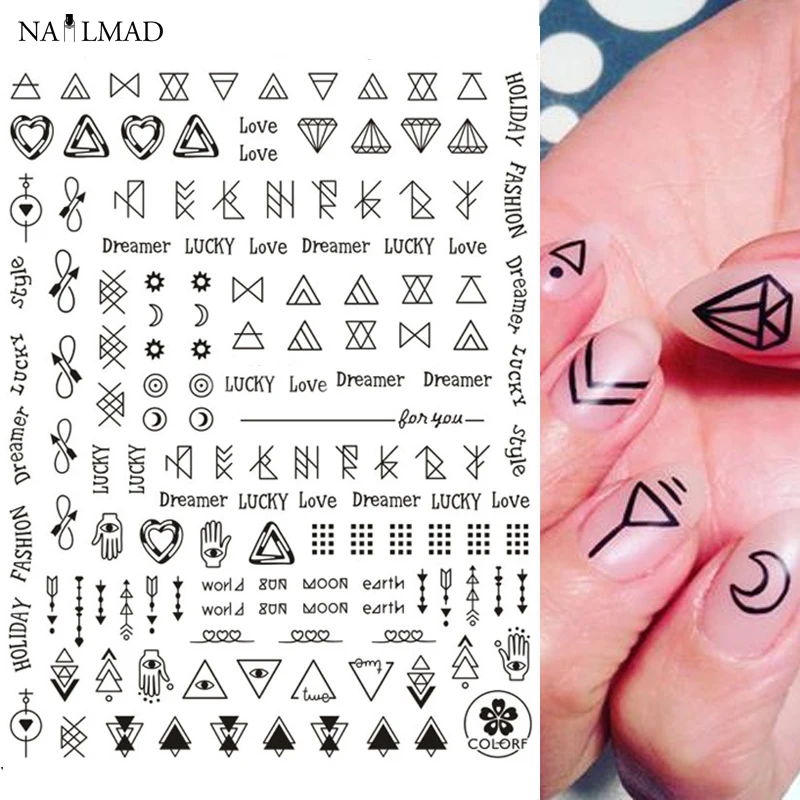 1 Sheet Nailmad Geometric Nail Art Stickers Aztec Nail Sticker Arrow ...