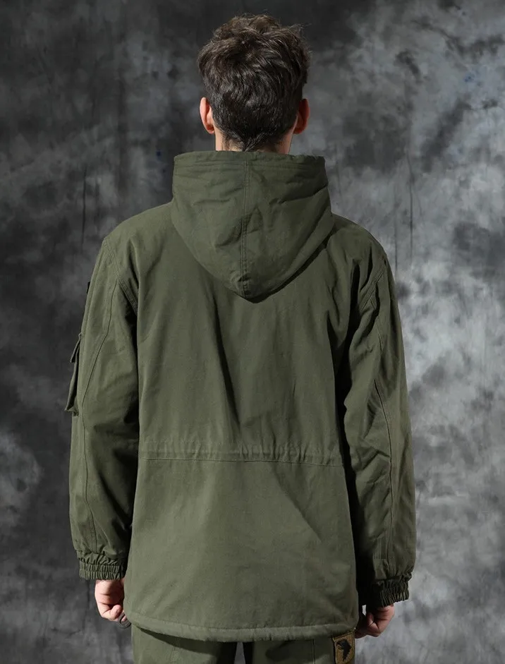 Masculino do Exército dos Eua Militares com Capuz Inverno ao ar Forro de lã Algodão Roupas Blusão Topos Livre Escalada Térmica Cabolsa Grosso 17 ar livre escalada térmica forro de lã casaco grosso
