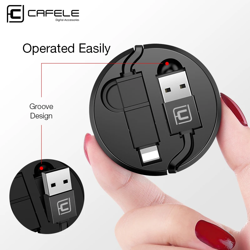 Cafele 2 in 1 Micro and 8 Pin USB Cable for iPhone Xiaomi Huawei 130cm Portable Retractable 5V 2A USB Charging Cable