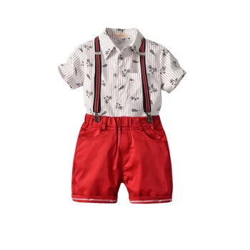 

Boys Clothes Set Kids Clothing Sets Boy Striped Short Sleeve White Shirt Tops+Shorts Infant Tracksuit Baby Boy 2 Pcs Suit