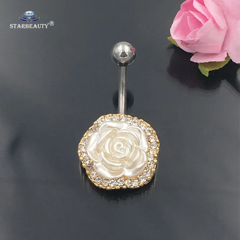 Qualified White Rose Shell Navel Piercing Ombligo Sexy Belly Piercing 