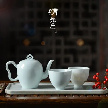 

Ruyi Small Teapot Jingdezhen Ceramic Shadow Blue Filter Flower Teapot Mini Office Household Kungfu One Pot Two Cups