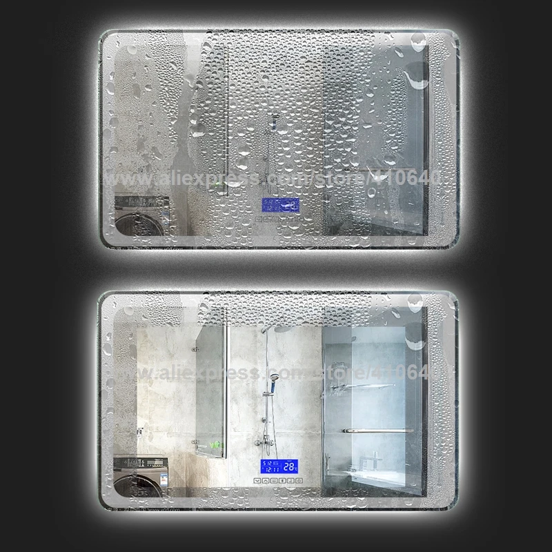 Preise K3015CBF Touch Schalter Panel Zeit Datum Temperatur Display Anti Nebel FÜR Waschraum Badezimmer Schrank LED Licht Spiegel Sanierung