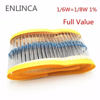 

100pcs 1R~20M 1/6w=1/8W 0.125W 3.3R 3.6R 3.9R 4.3R 4.7R 5.1R 5.6R 6.2R 3.3 3.6 3.9 4.3 4.7 5.1 5.6 ohm Metal Film Resistor 1%