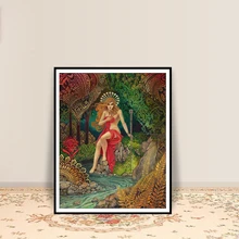 Affiches et imprimés de Tarot de déesse d'abondance, de la mythologie païenne psychédélique, de déesse gitane bohème